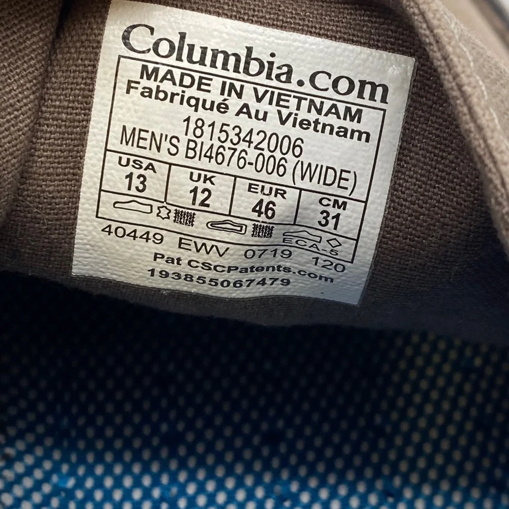 Columbia Bahama Vent PFG Boat Shoes Mens 13 Wide Brown Canvas Leather BI4676-006